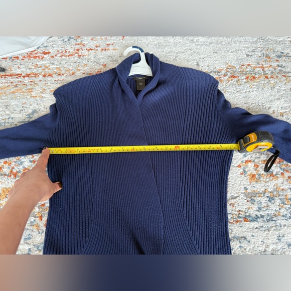 Ann Taylor Navy Ribbed Cardigan, XSP - Picture 9 of 10